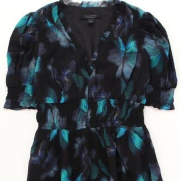 AllSaints Via Ceres butterfly Print Mini Dress - Size 10 - Picture 9 of 10